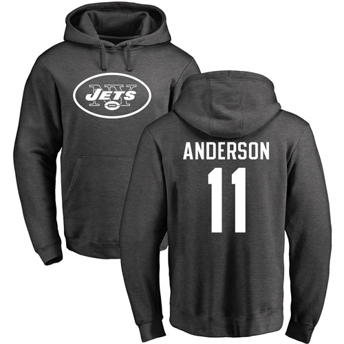 New York Jets Men Ash Robby Anderson One Color NFL Football #11 Pullover Hoodie Sweatshirts